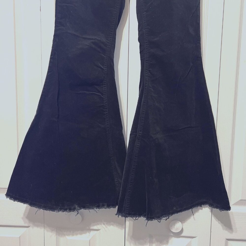 Forever 21-XLarge Velvety Distressed Hippie Fringed High Waisted Jeans/Pants - Picture 4 of 15